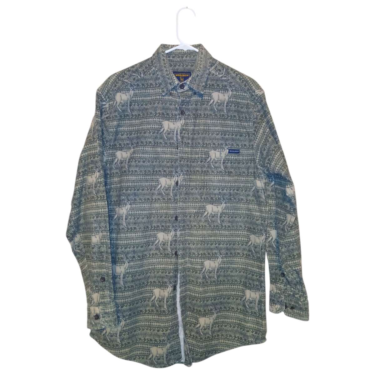 Mens Vintage Large Woolrich Deer Buck Hunting Button Fleece