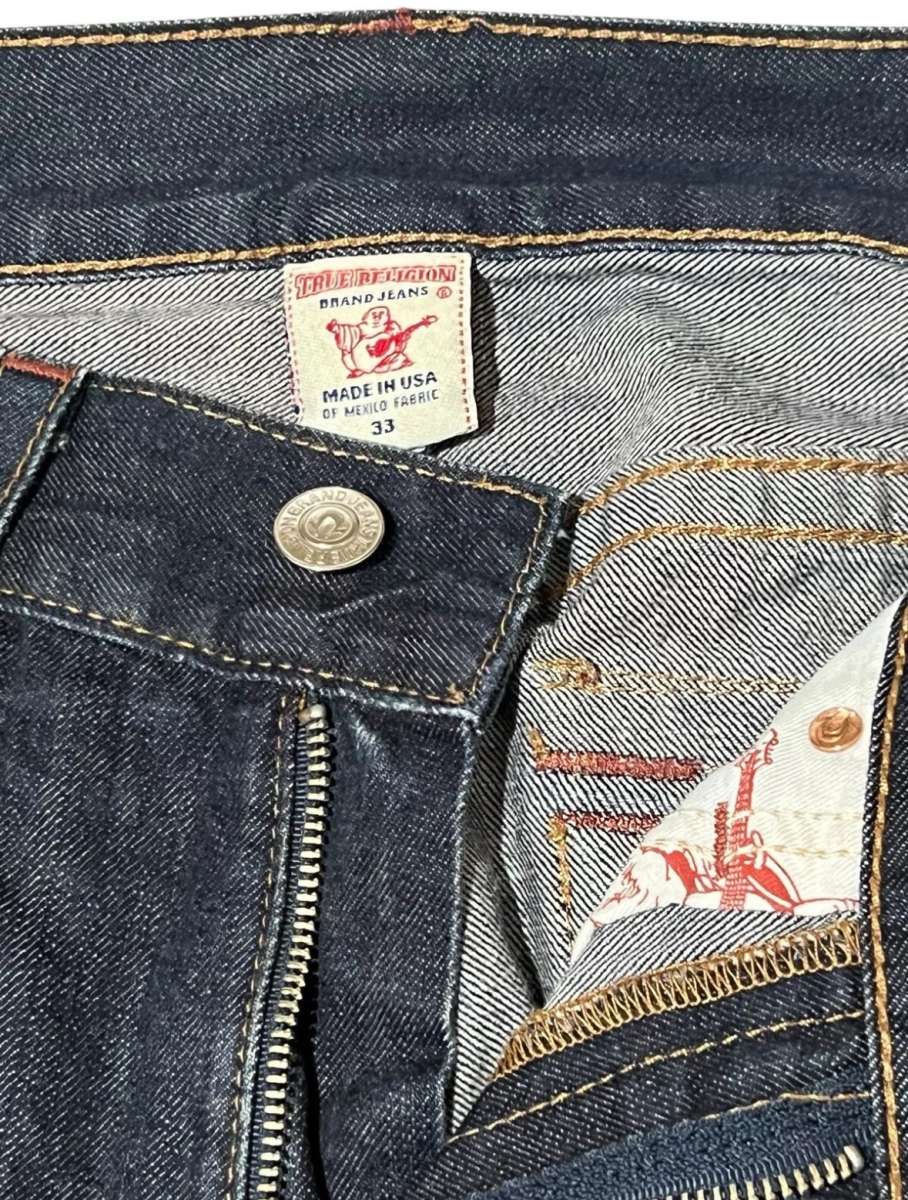 True Religion Straight Jeans Mens 33x31 Flap Pocket Rope Sti