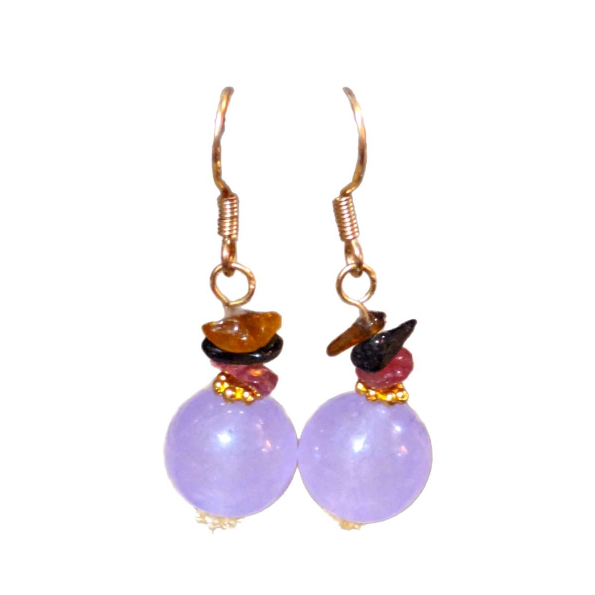 14k Lavender Jade Amethyst Dangle Earrings