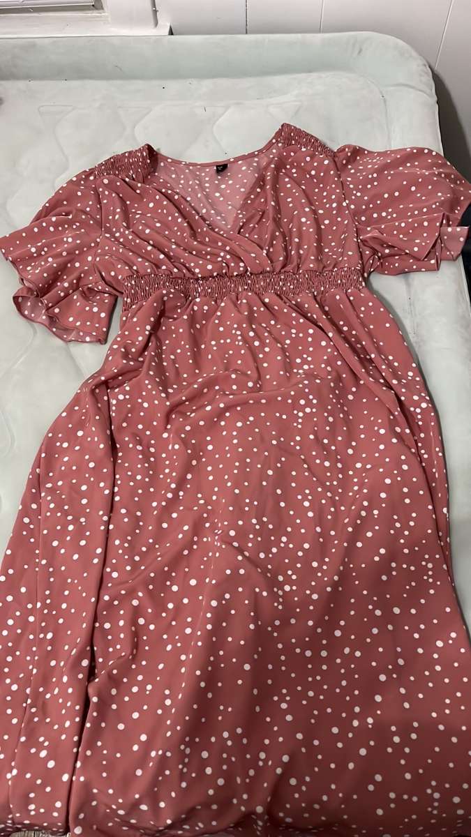 pink polka dot dress