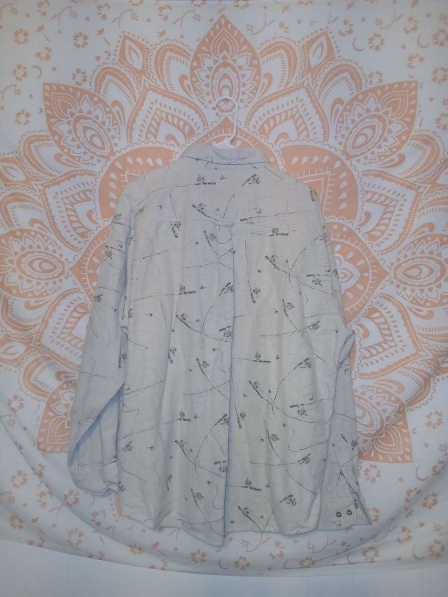 Mens XL Vintage Woolrich Fishing Rod Button Down Fleece Top