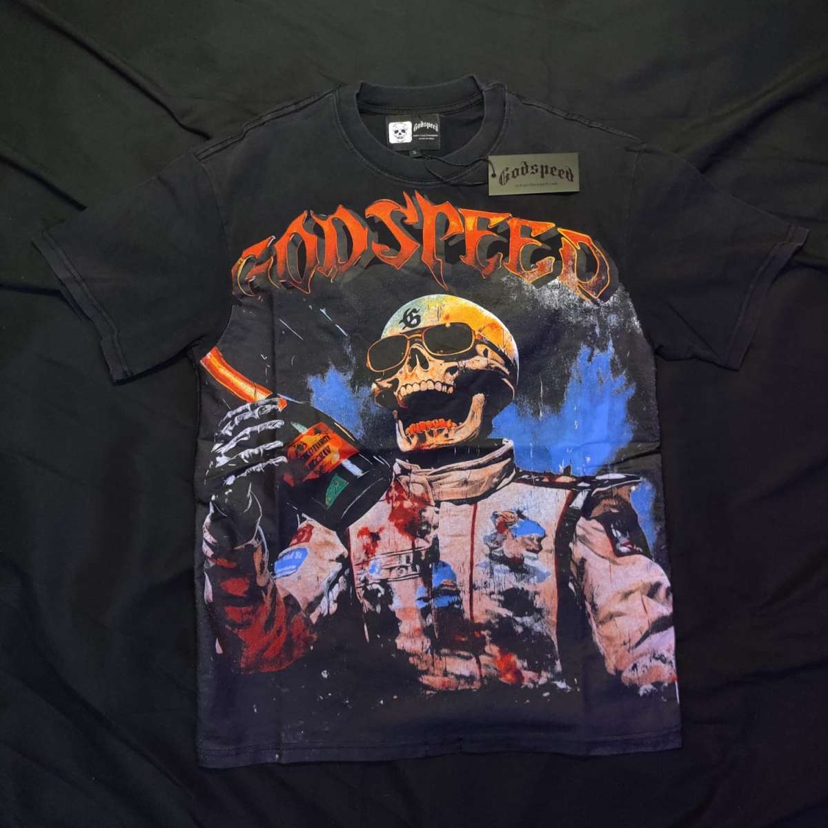 Godspeed Victory Toast Tshirt Black Wash