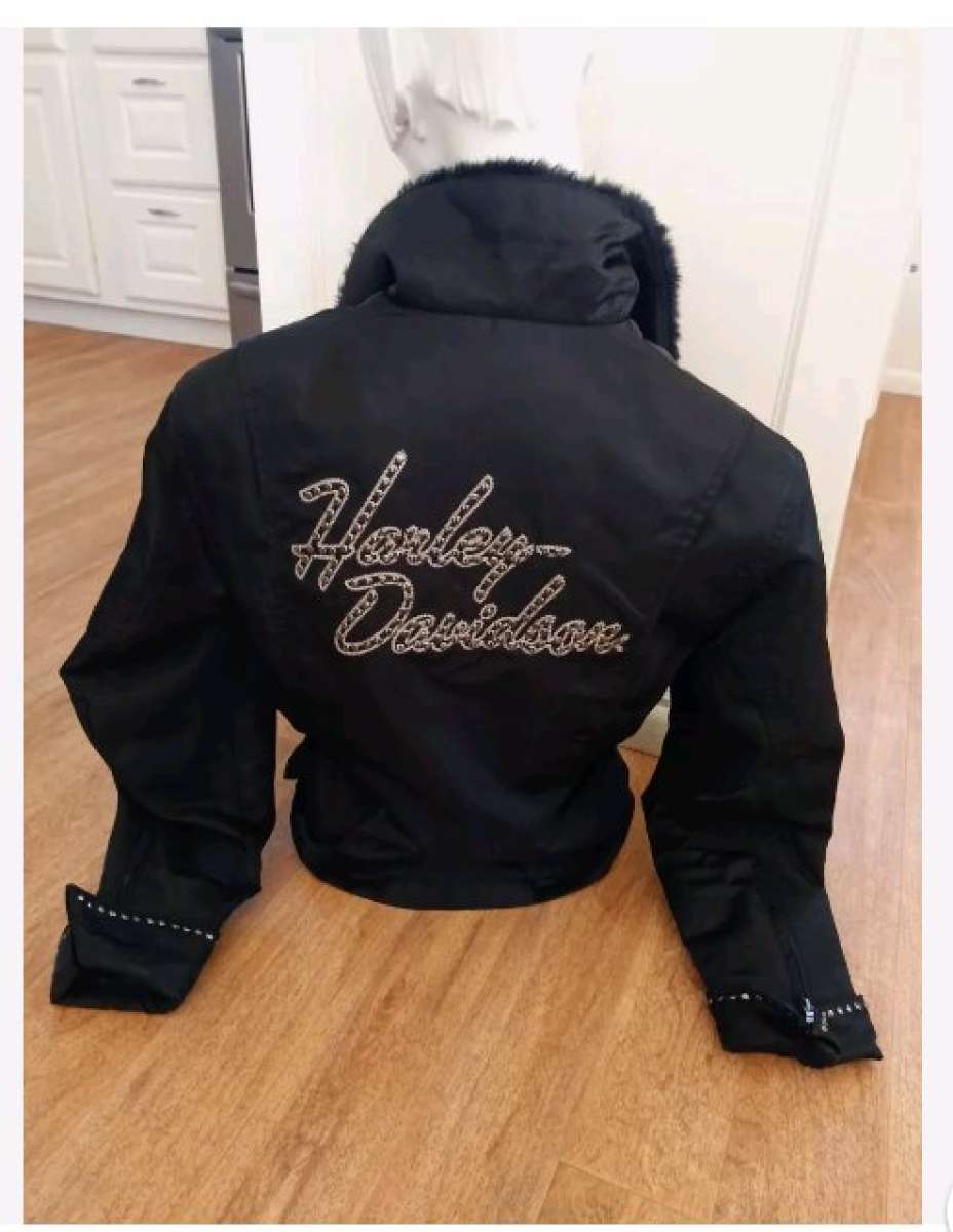 Harley Davidson Jacket Faux Fur Collar Size S