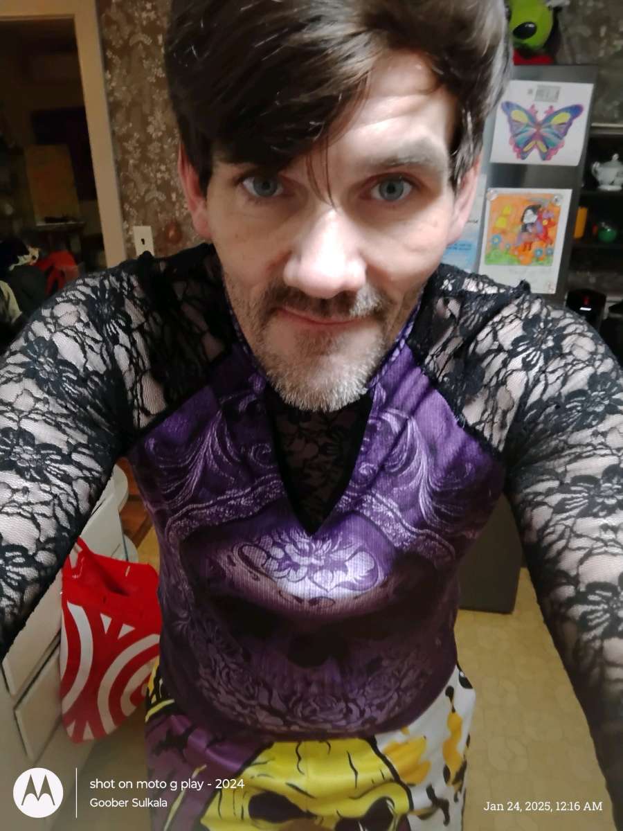 Purple long sleeve lace top