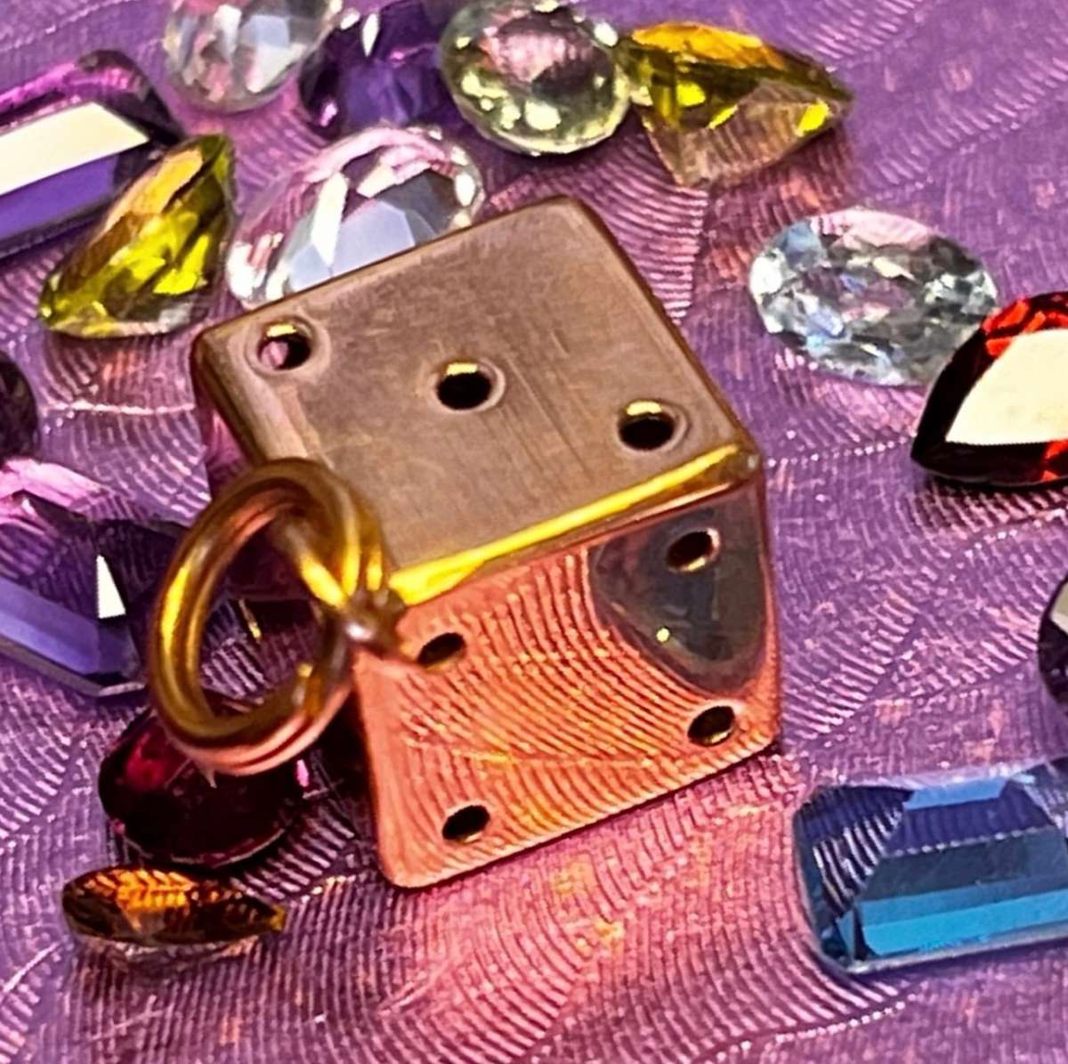 18K Gold 10mm Dice Pendant