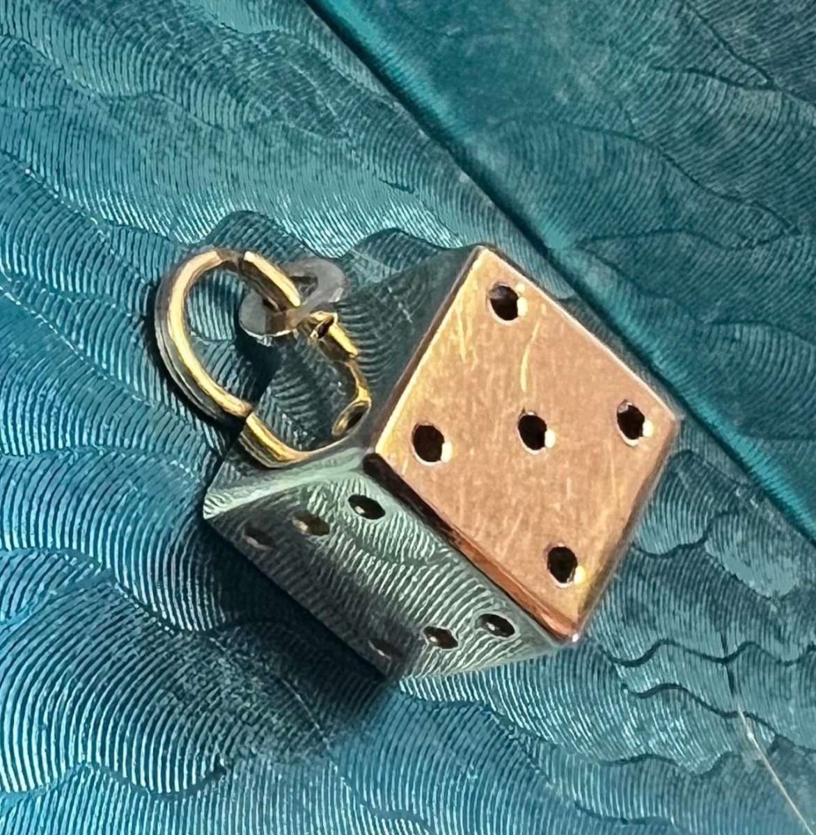 18K Gold 10mm Dice Pendant