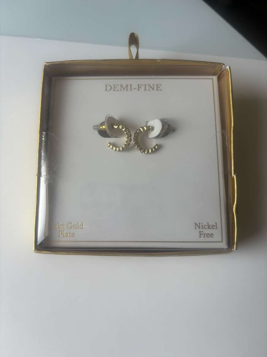 Diamond 14 karat gold plated earrings