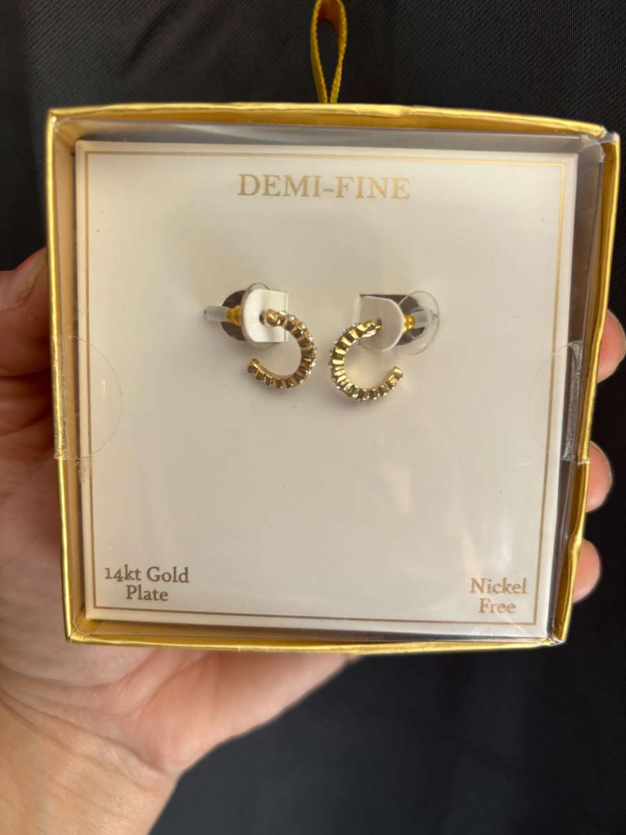 Diamond 14 karat gold plated earrings