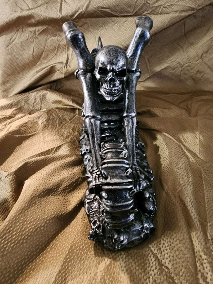 Skeleton biker wine bottle holder