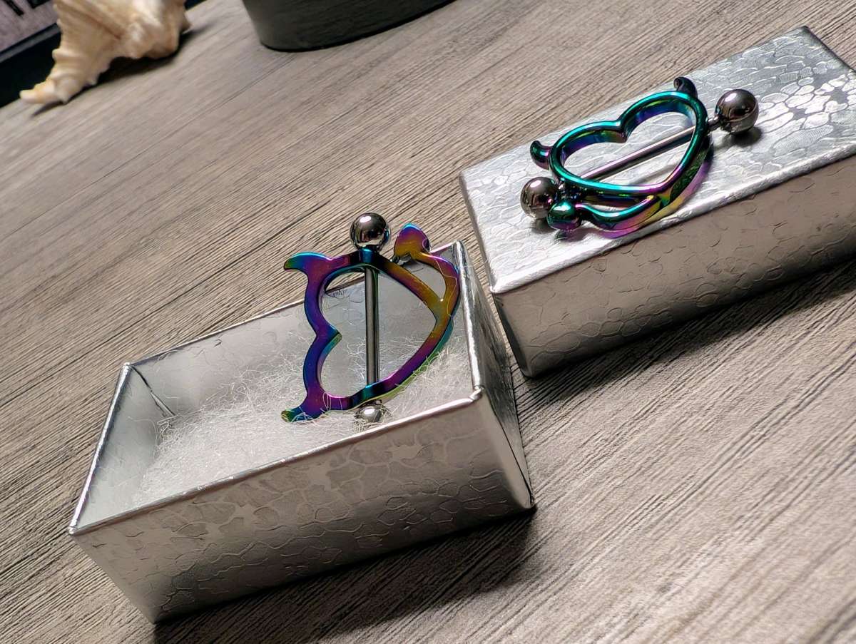 Ox Devil Hearts Nipple Ring Piercing Barbell set