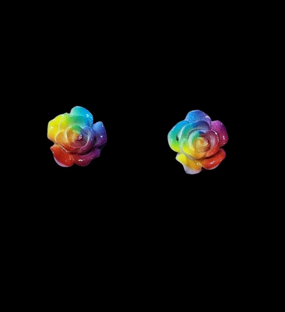 rainbow rose earrings
