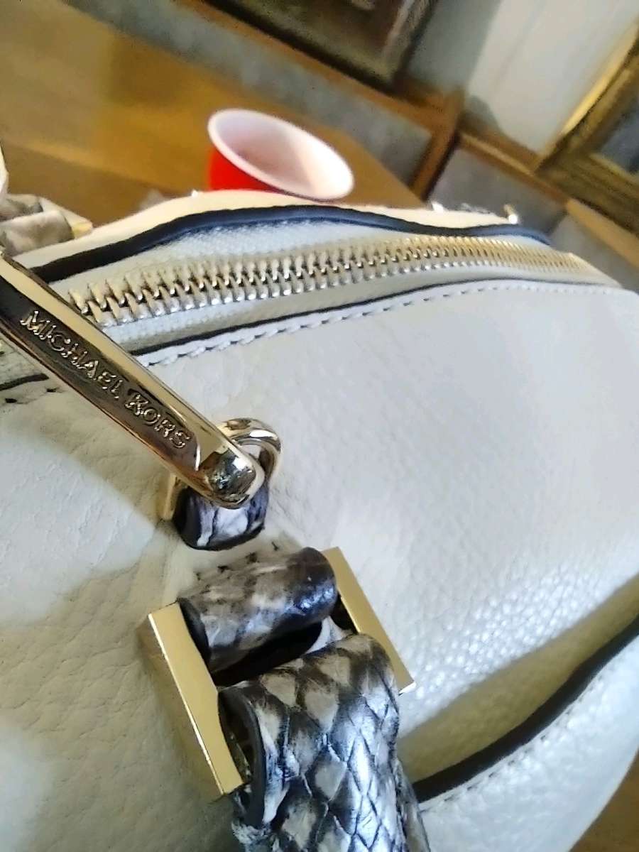 Michael Kors Preowned Dome Satchel White  Python large
