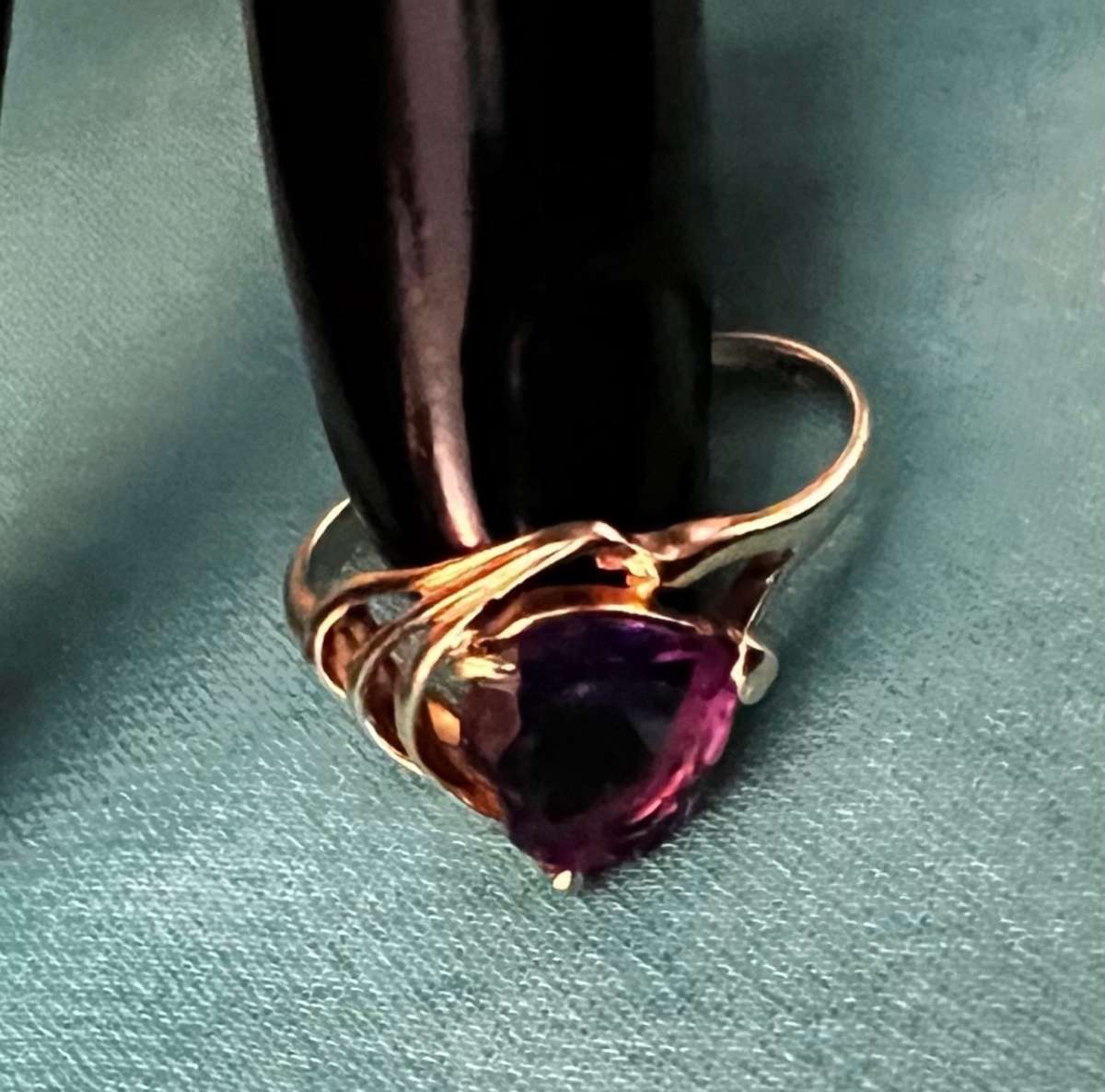 14K Gold Amethyst Heart Ring