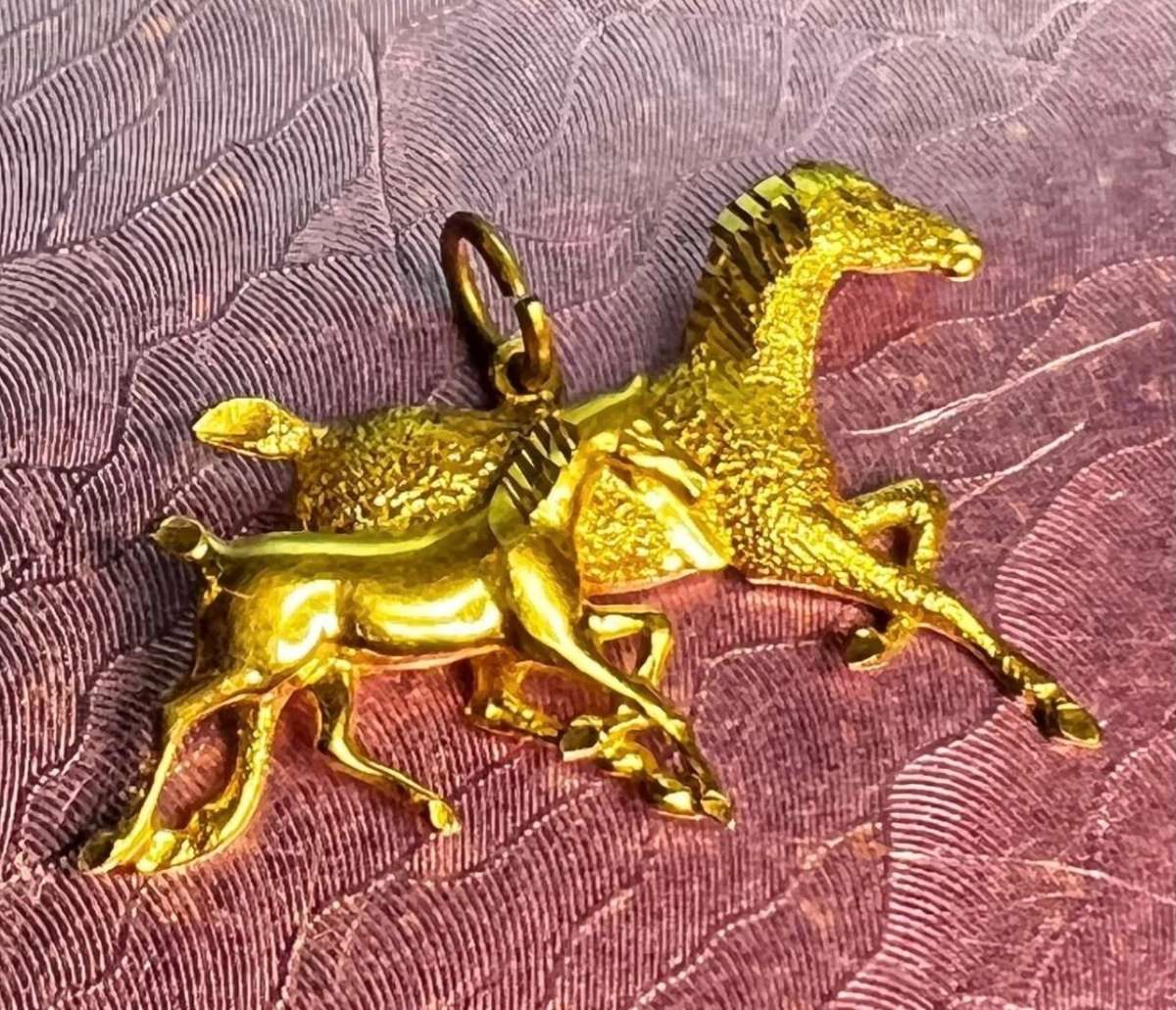 14K Gold Horse And Pony Pendant