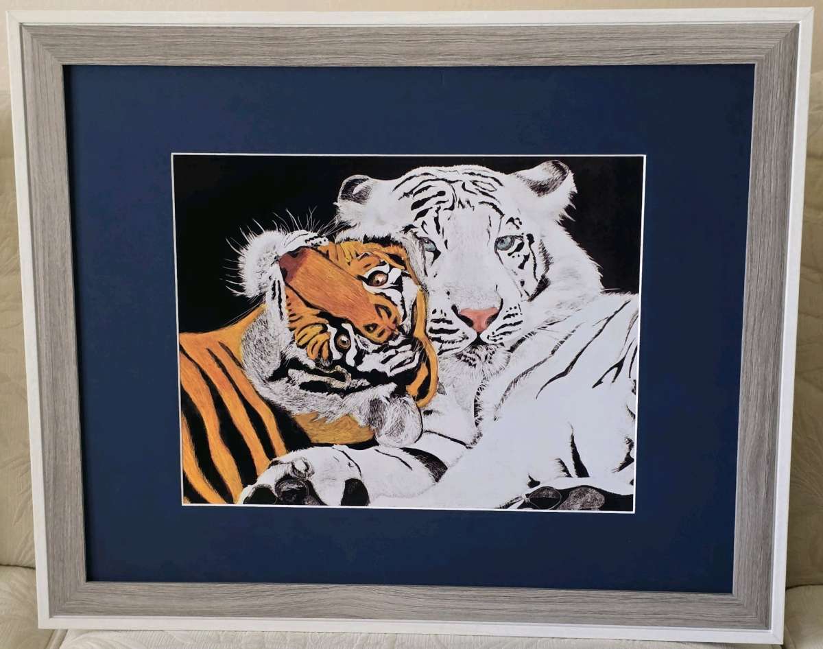 Estoy vendiendo estos cuadros de 2 tigres pacificos que hice