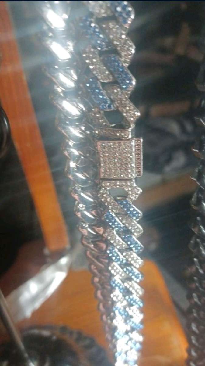 12mm Blue n Silver Chain