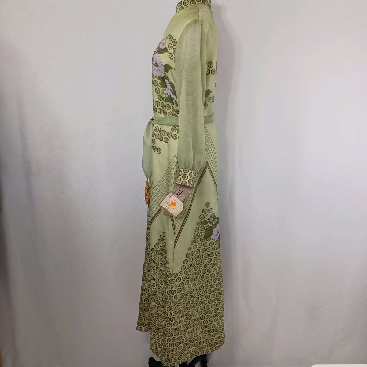 Vintage Alfred Shaheen Womens Green Floral Maxi Dress sz 14