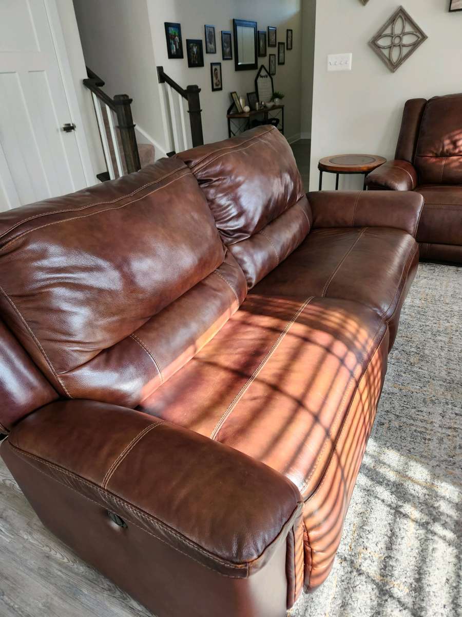 2 piece leather electric reclining sofas
