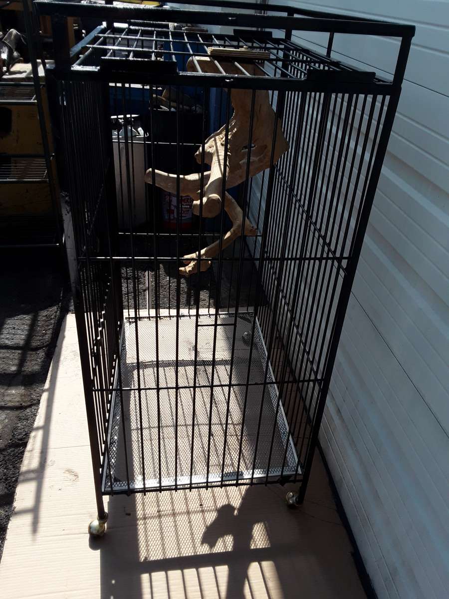 Large Black Bird Cage with Large Perch on Wheels Brand New
