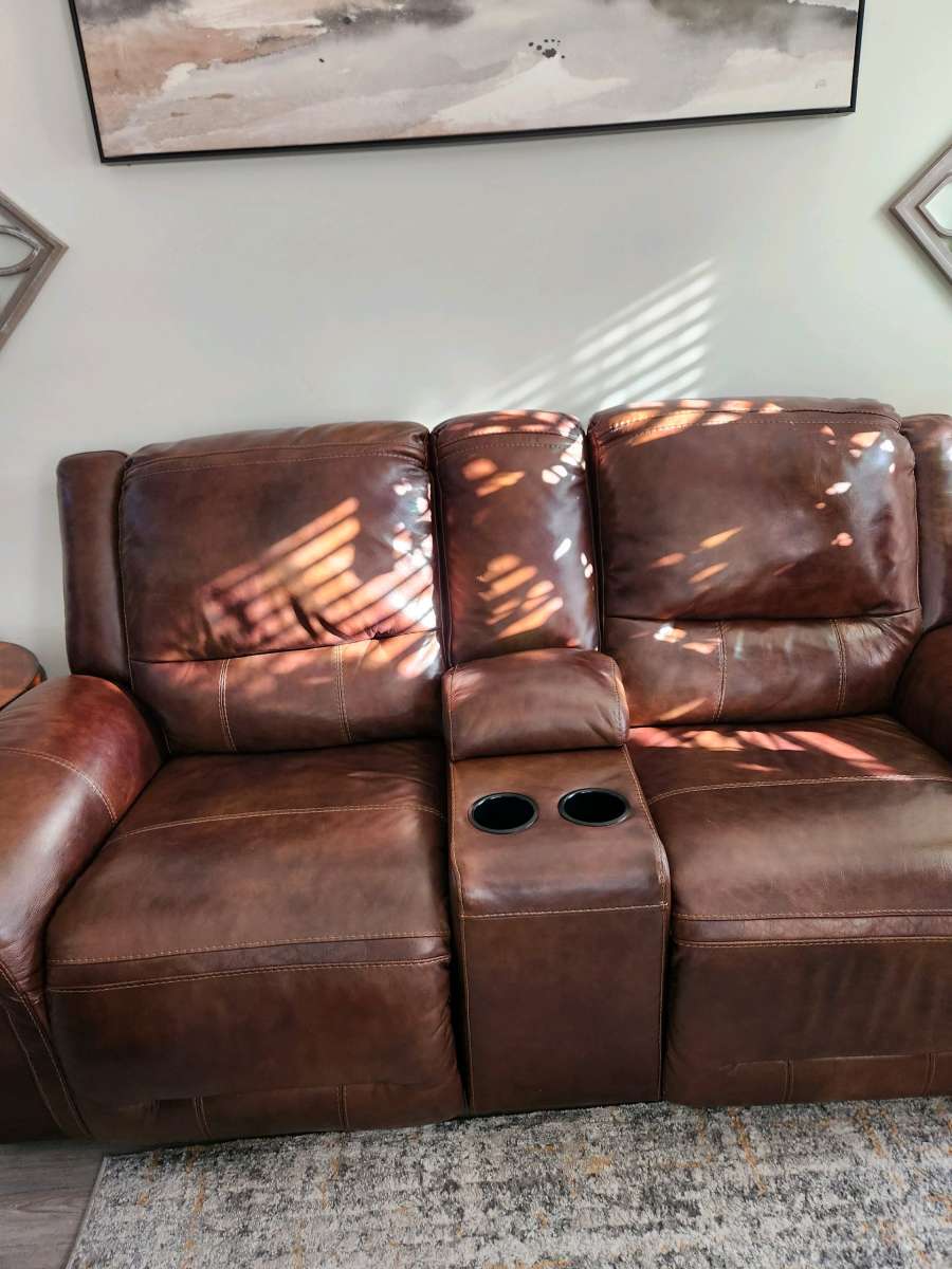 2 piece leather electric reclining sofas