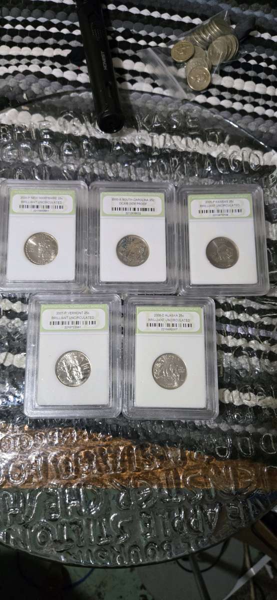 Lot of 5 Graded StateHood Quarters All MS