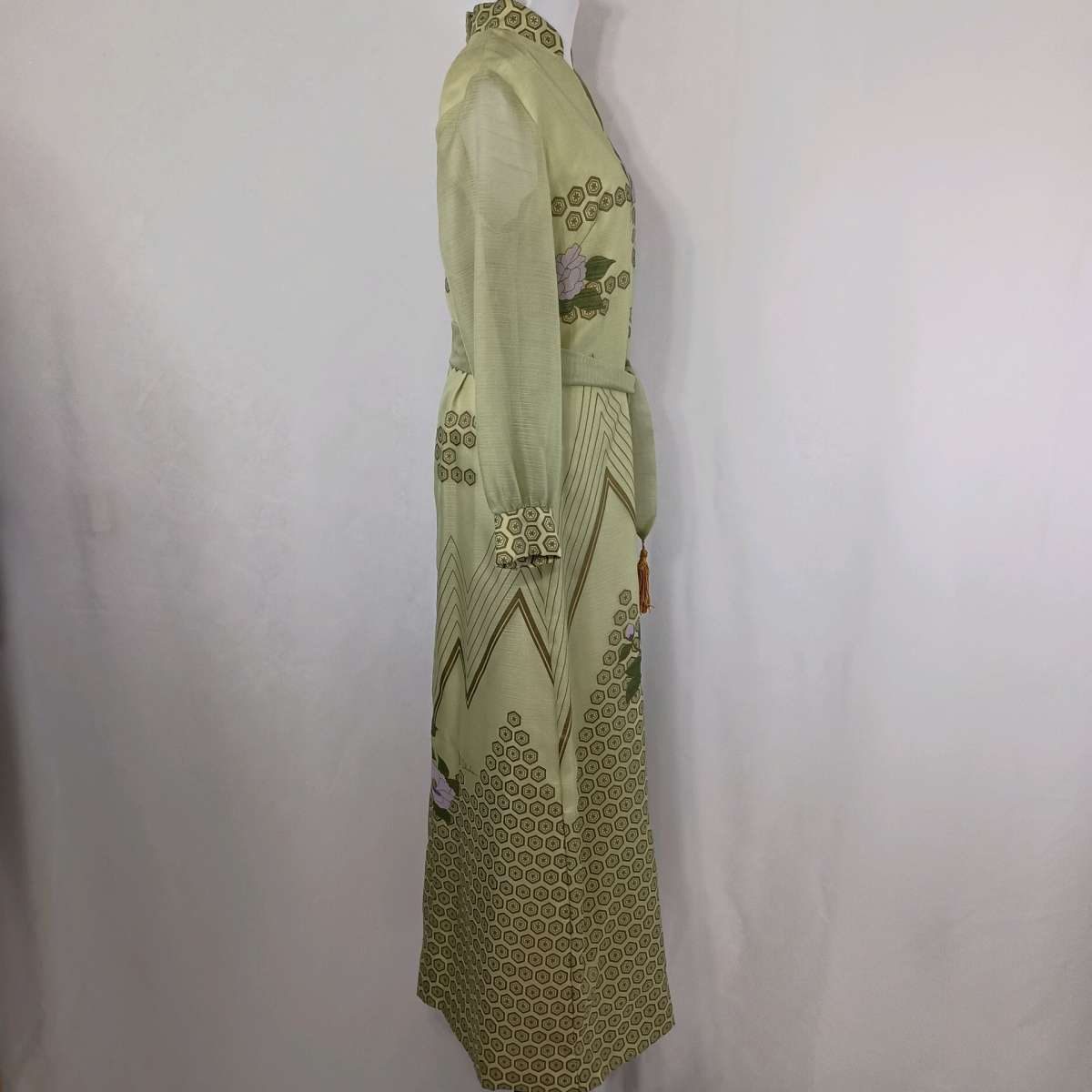 Vintage Alfred Shaheen Womens Green Floral Maxi Dress sz 14