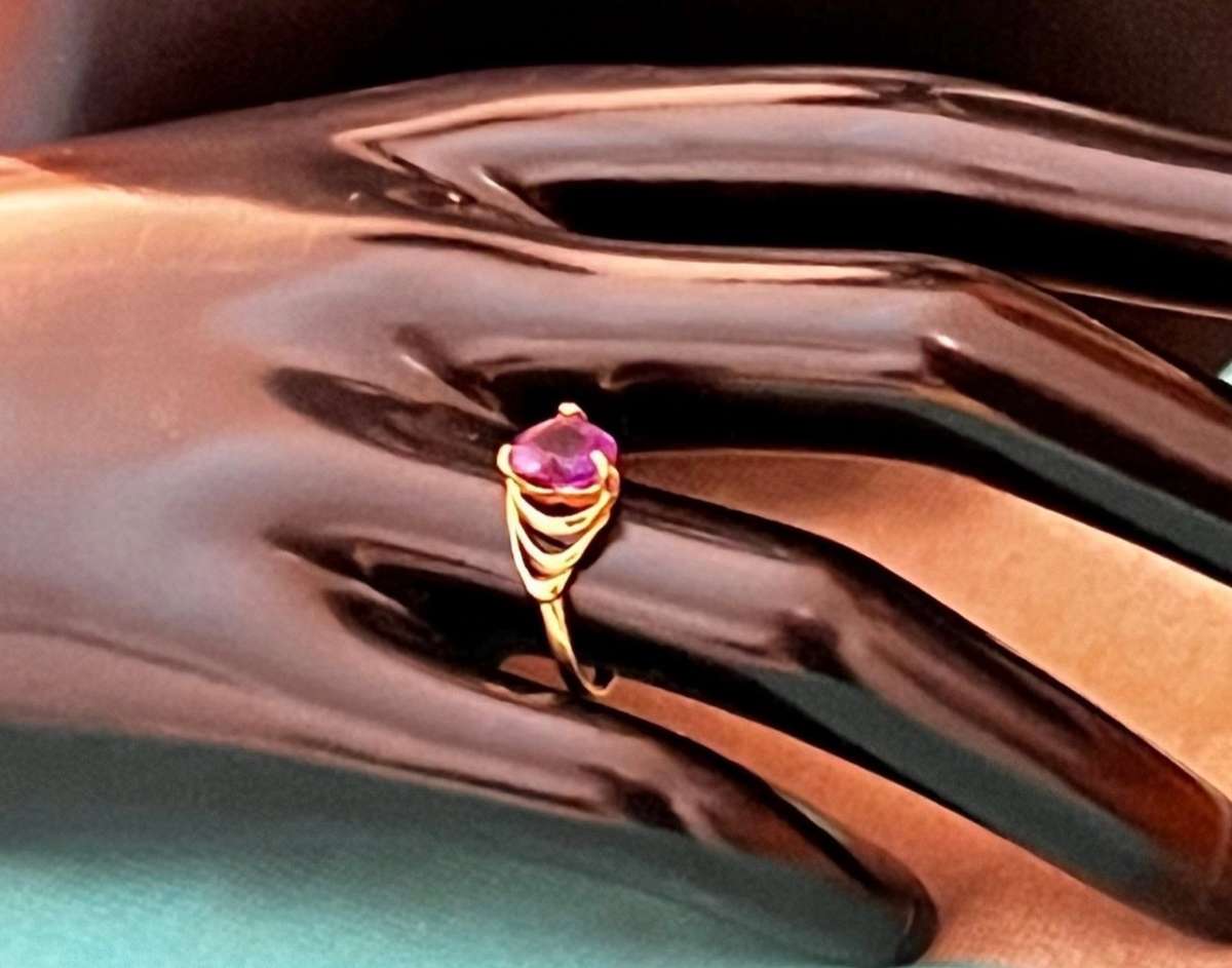 14K Gold Amethyst Heart Ring