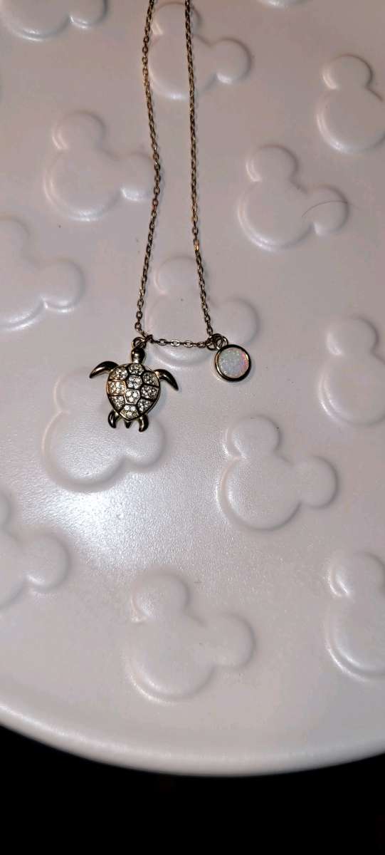 Sea Turtle pendant with CZ and circular opal accents