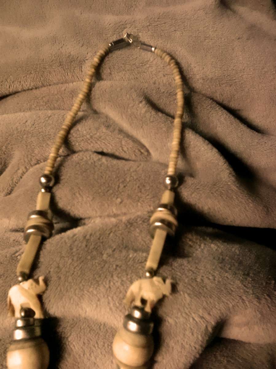 vintage hand carved bone necklace