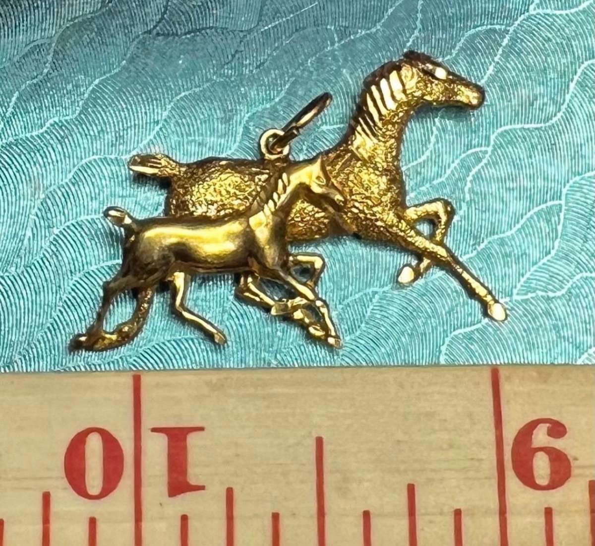 14K Gold Horse And Pony Pendant