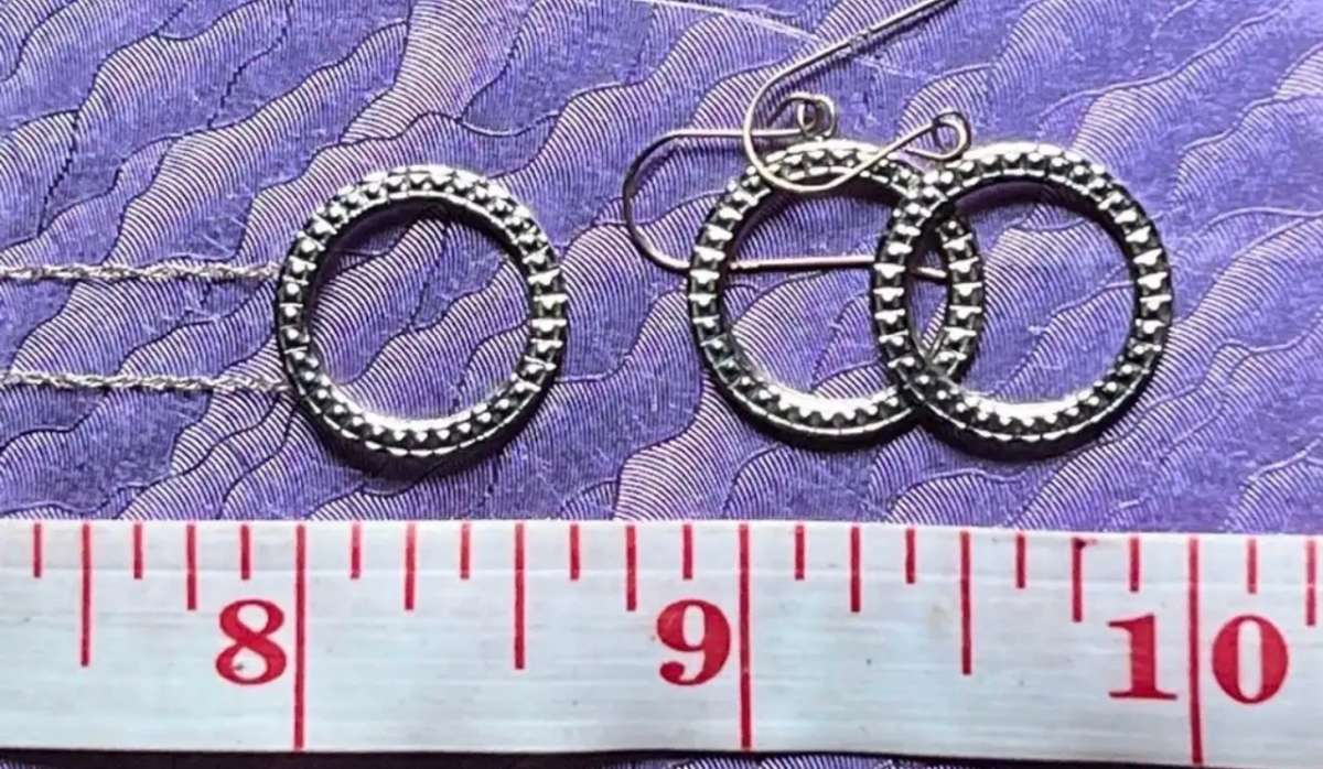 10K Gold Circle Pendant And  Earrings