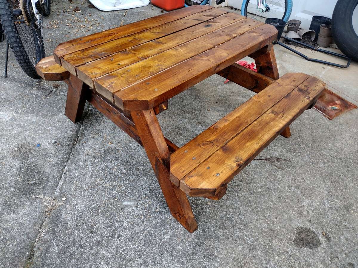 hand built Kids and adult sized picnic tables