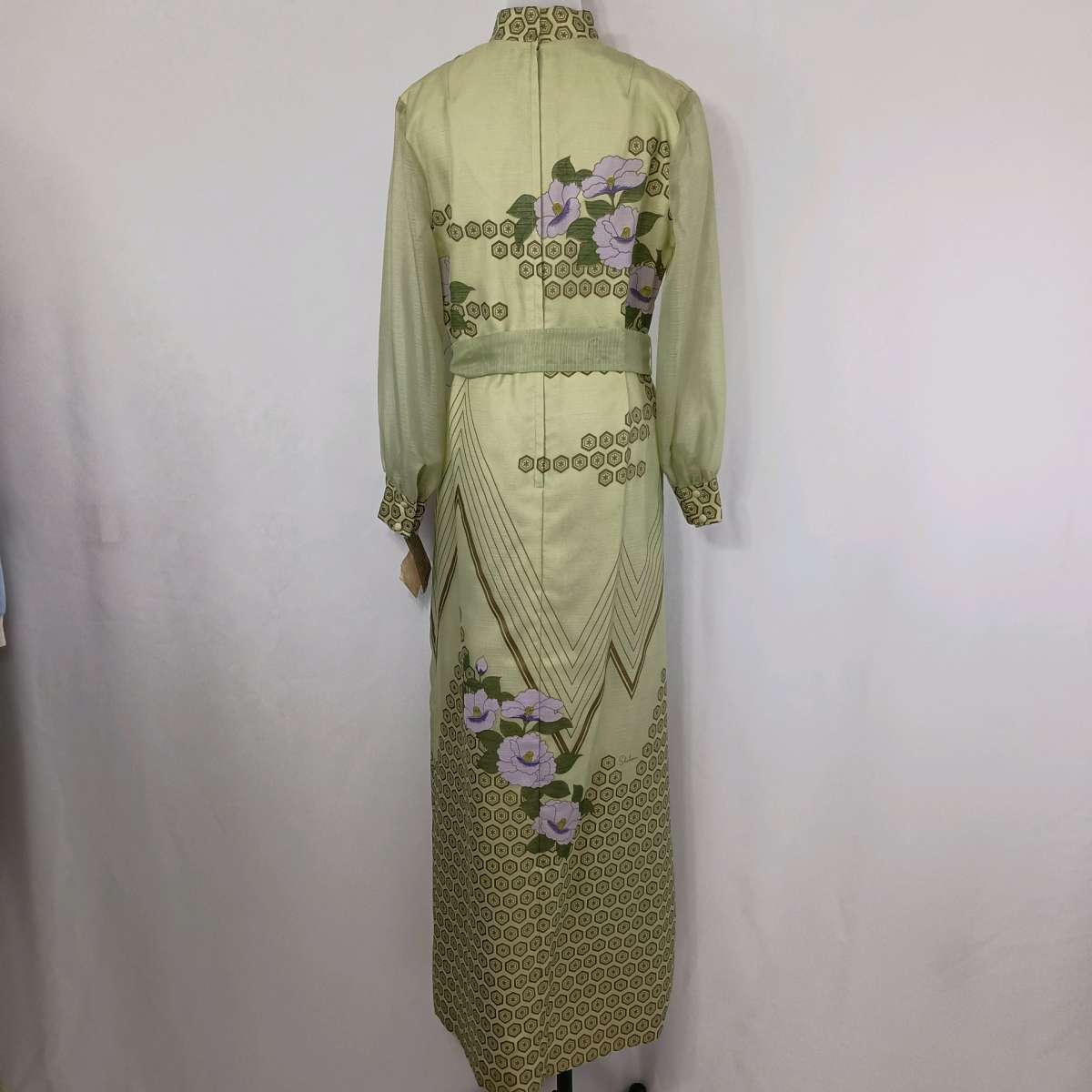 Vintage Alfred Shaheen Womens Green Floral Maxi Dress sz 14