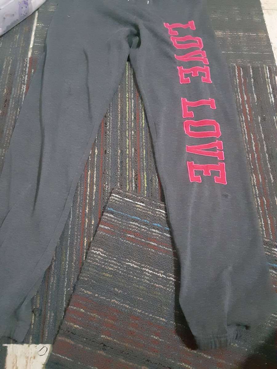 Grey SweatPants with LOVE printed in Pink