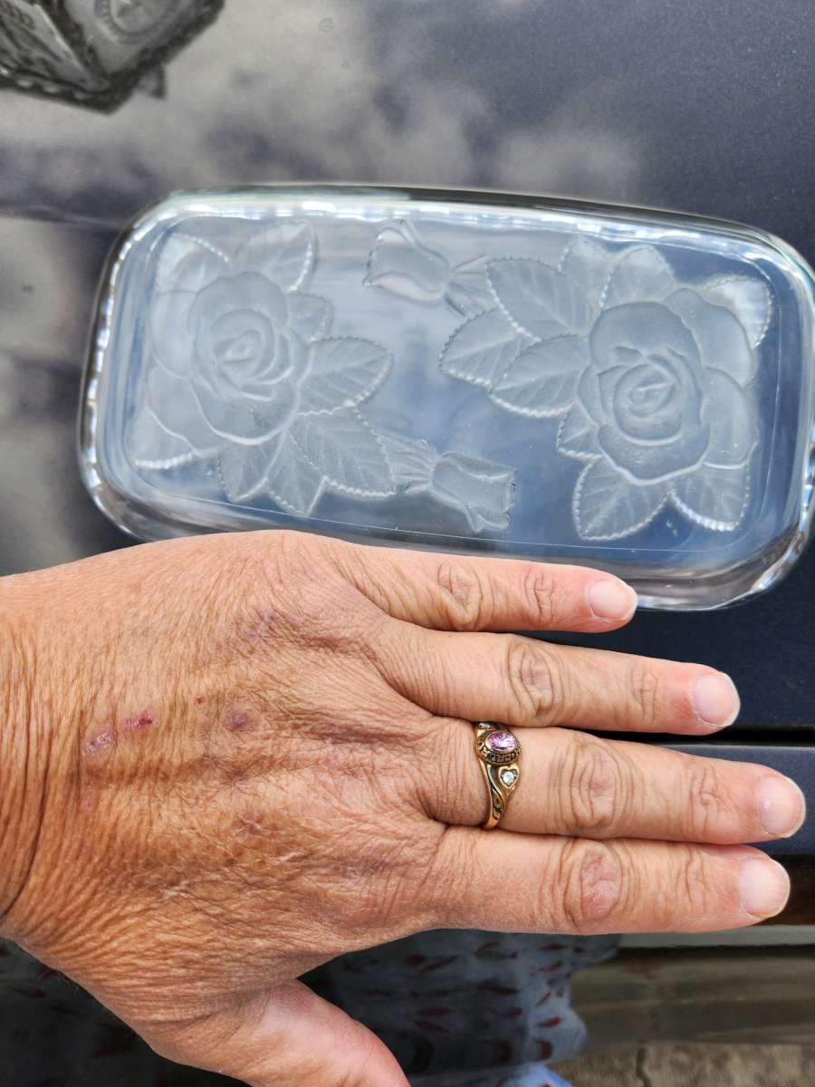cristal platter and matching candy or dip dish