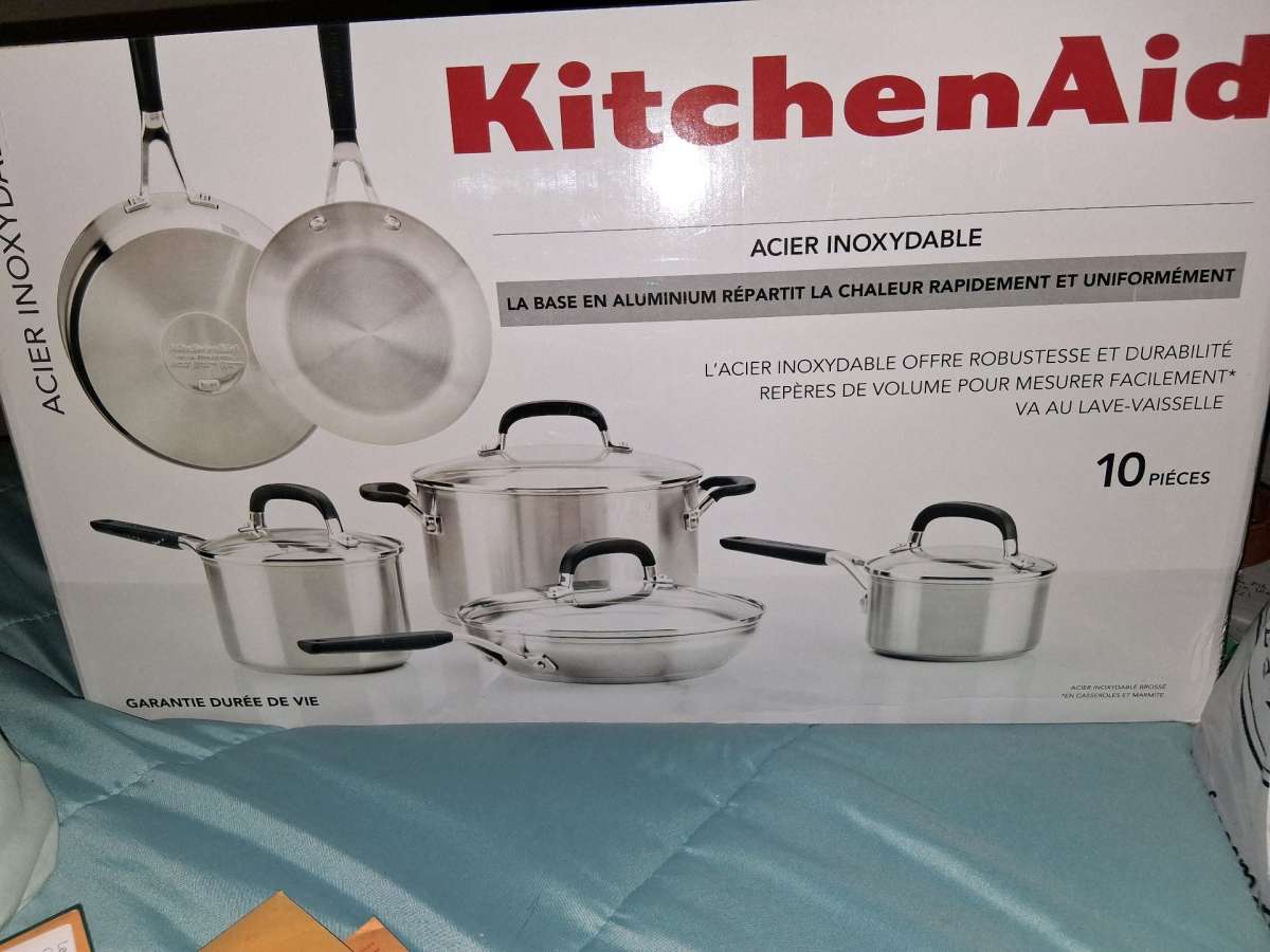 KITCHEN AID 10 piece stainless steel cookware set