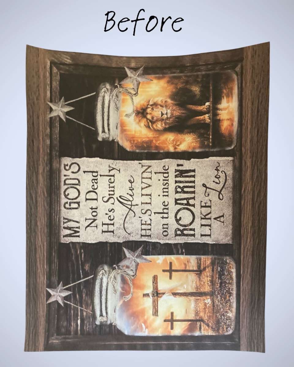 Lion and Lamb In A Jar  Handmade Canvas Art