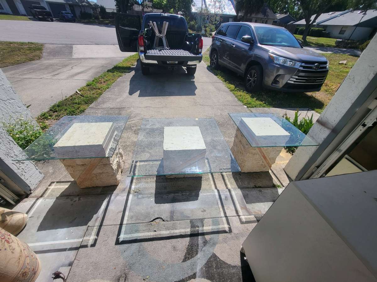 Postmodern Tessellated Mactan Stone Console Table w Polished