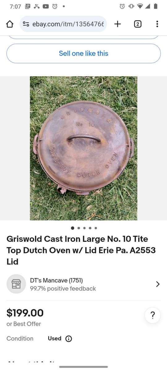 griswold tite top dutch oven 833 patent No 8