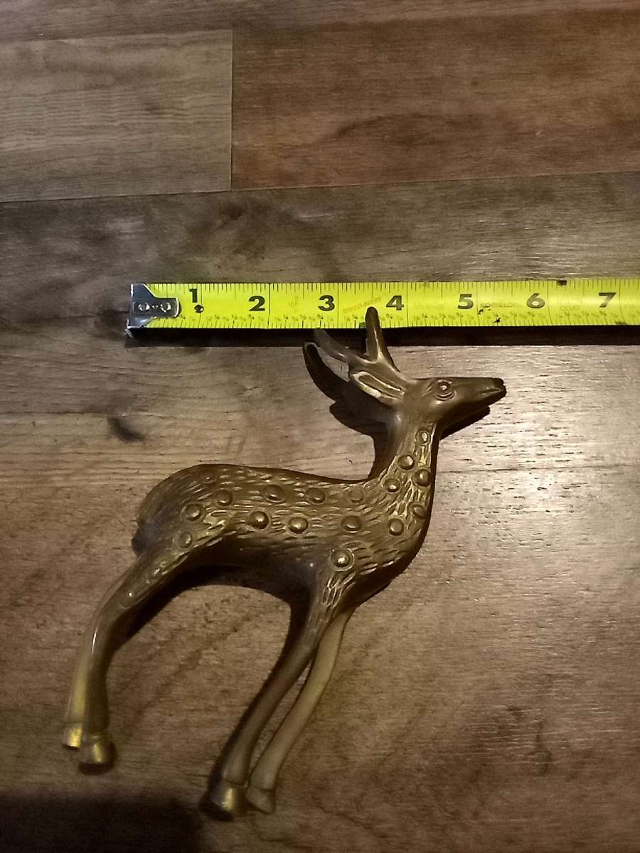 vintage brass deer head up four inches