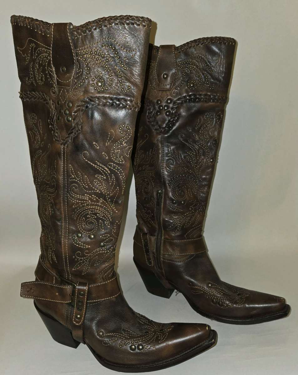 Corral Womens Genuine Leather Boots Size 10 G1116 16 in tall