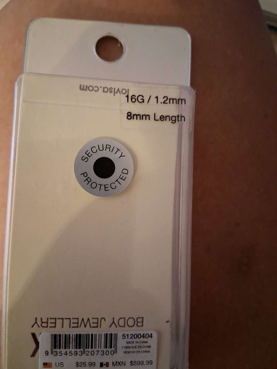 16g 8mm Length straight bar 6 different jewels and 1 ball