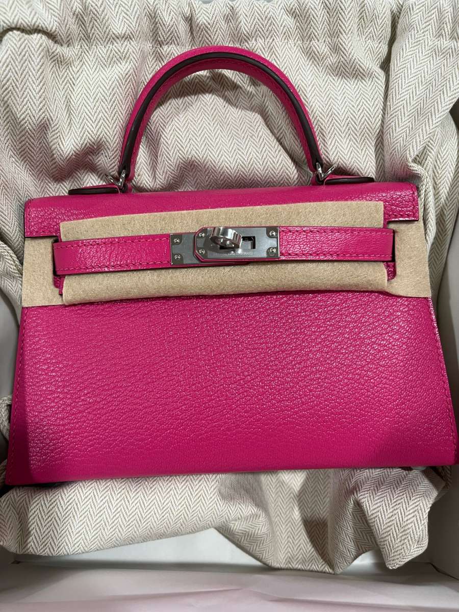 Hermes Mini Kelly 18cm Chevre Pink