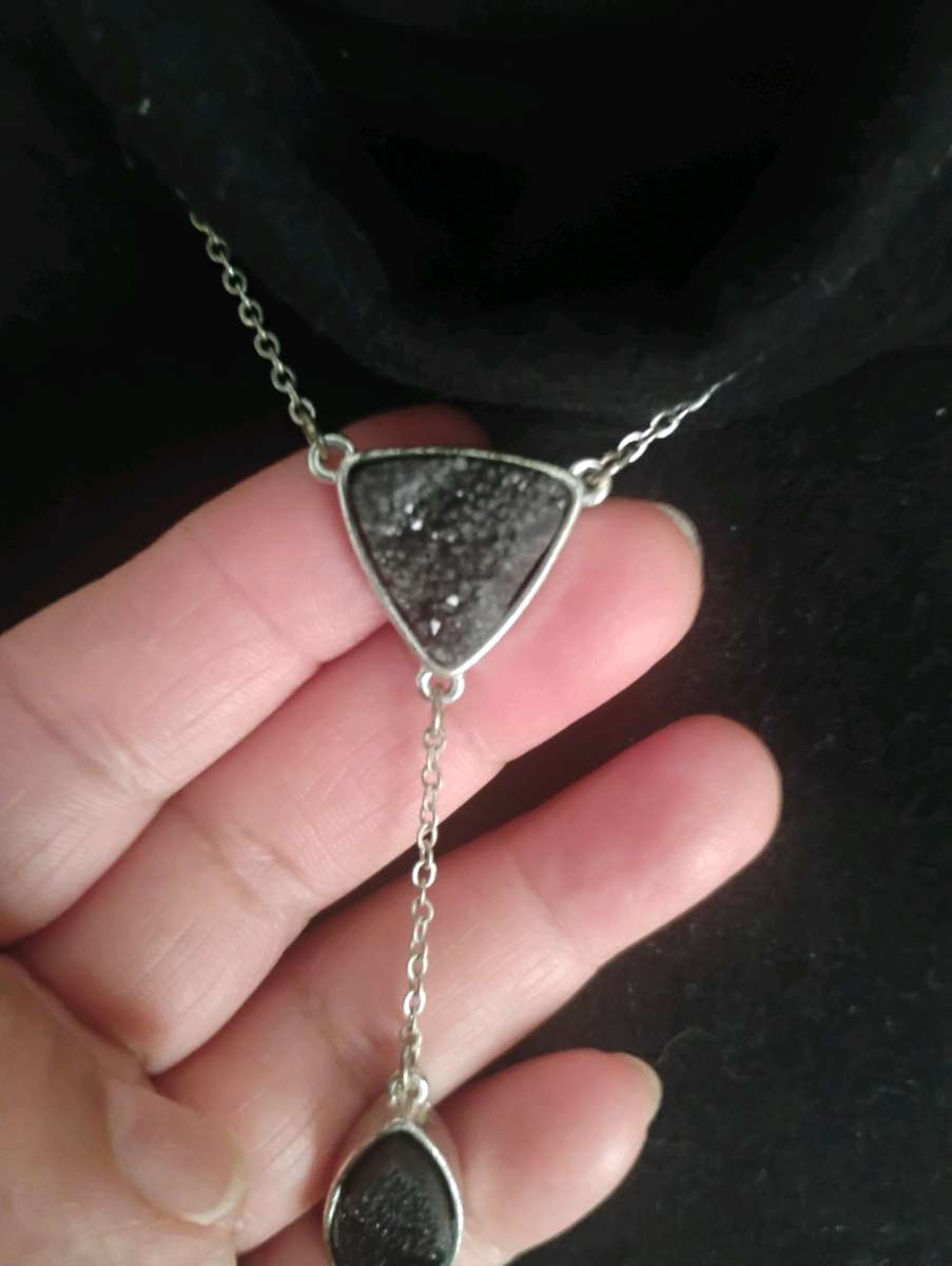 Fabulous Black Druzy Quartz Necklace
