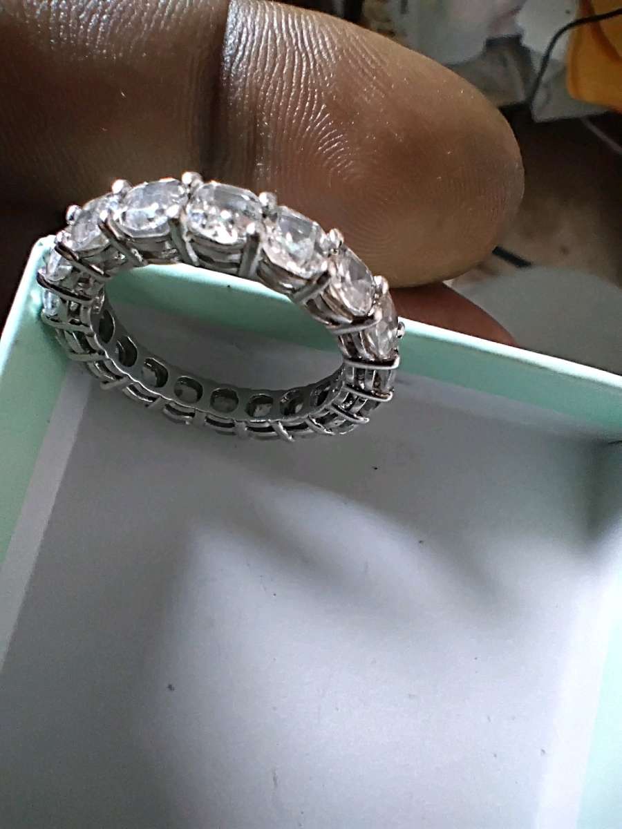 silver eternity diamond ring
