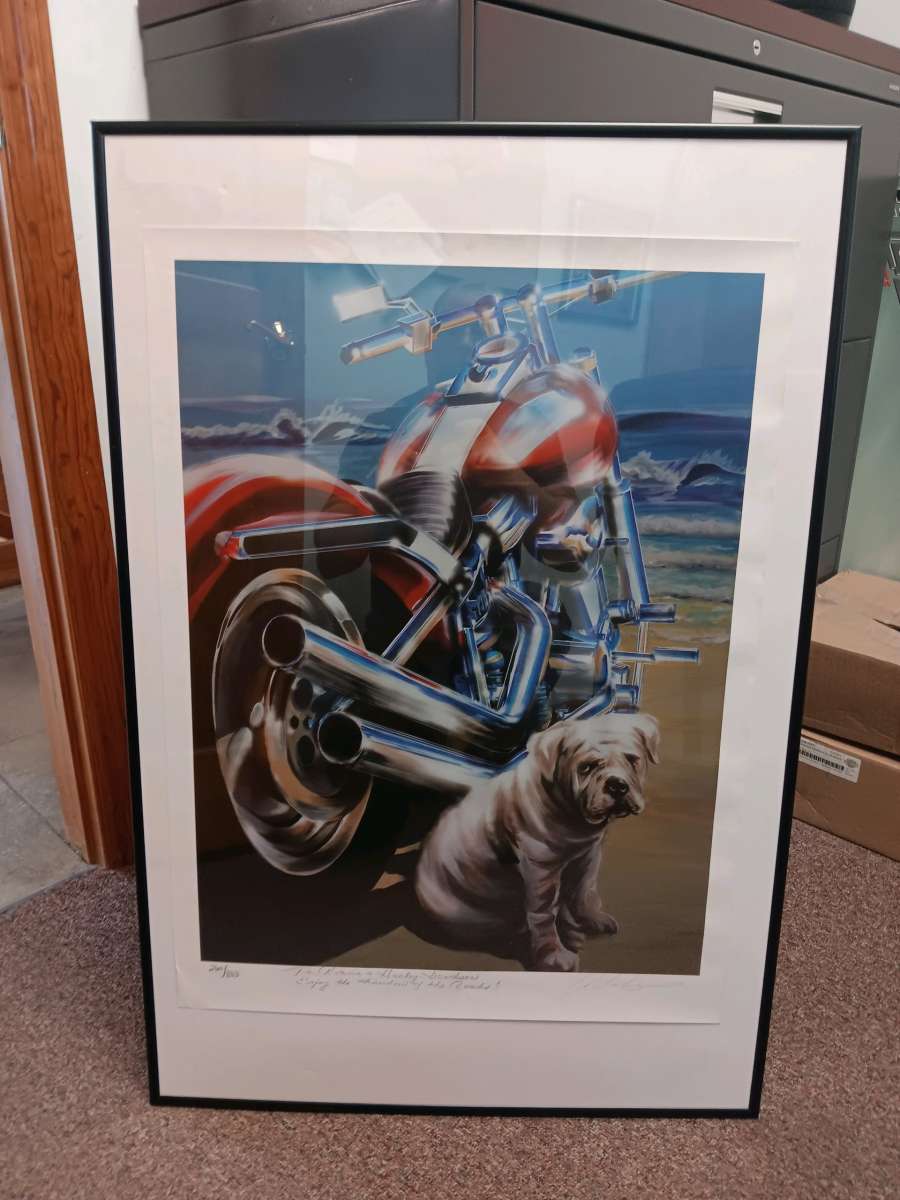 2010 signed Lee Bivens softail motorcycle poster