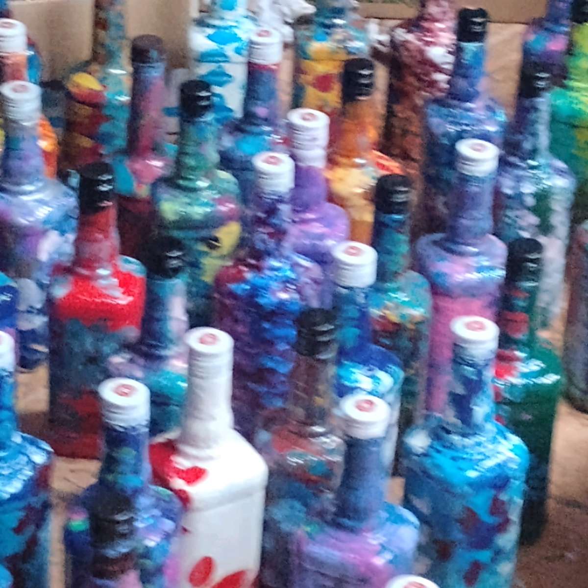 hand painted bottles Great for wedding tablesets