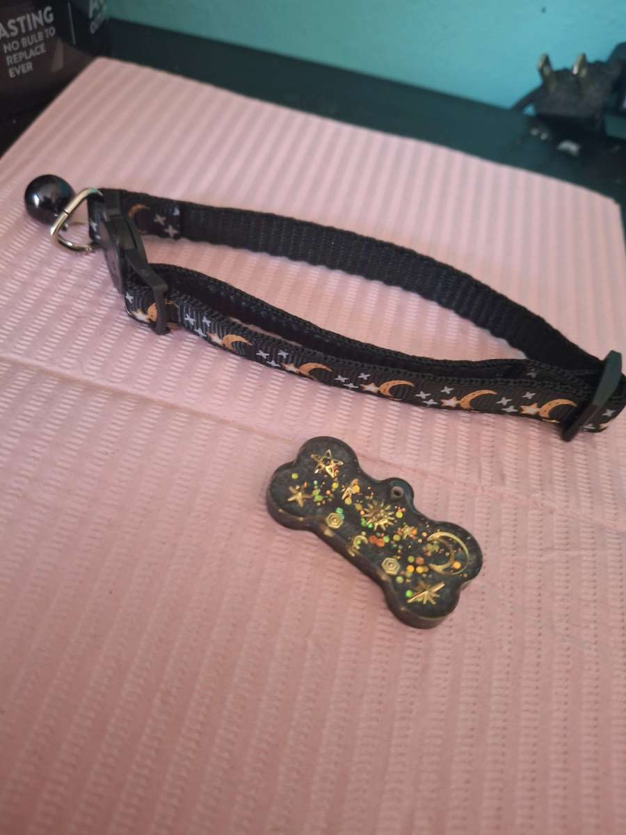 Collar y tag id Negro