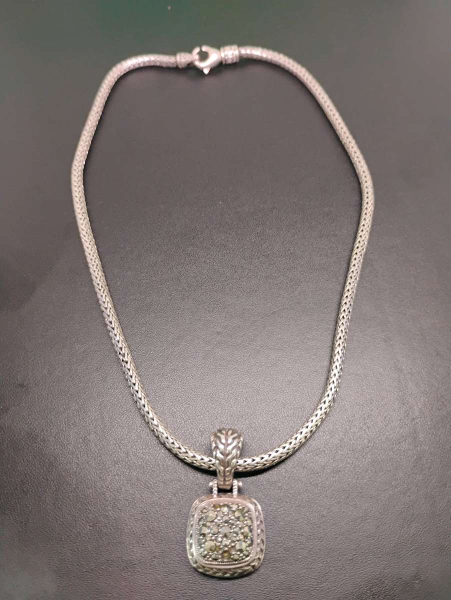 John Hardy Nordstroms silver and diamond pave necklace