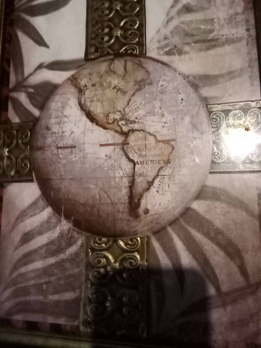 framed picture with double globes